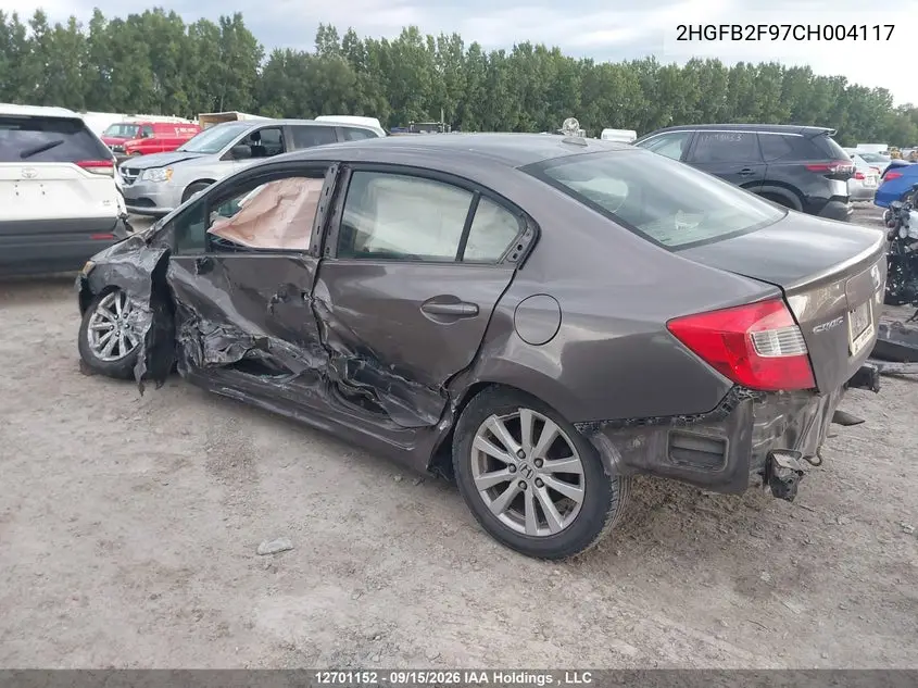 2012 HONDA CIVIC VIN 2HGFB2F97CH004117 — фото 3