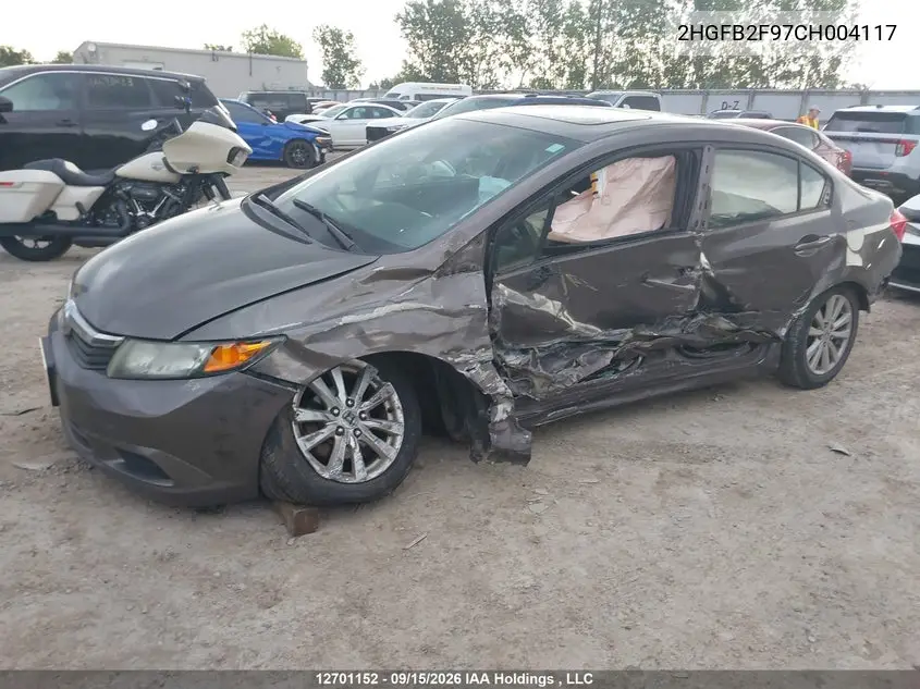 2012 HONDA CIVIC VIN 2HGFB2F97CH004117 — фото 6