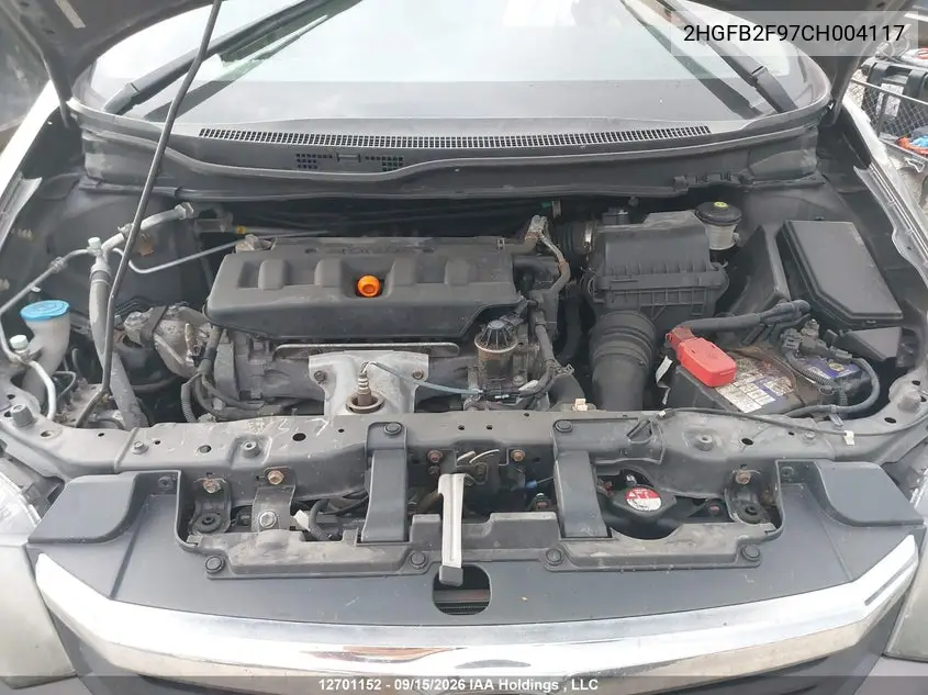 2012 HONDA CIVIC VIN 2HGFB2F97CH004117 — фото 9
