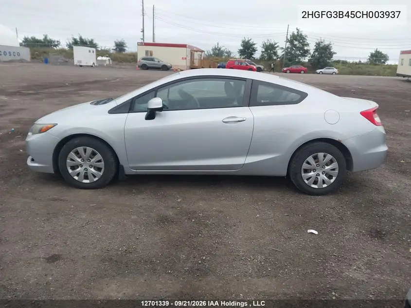 2012 HONDA CIVIC VIN 2HGFG3B45CH003937 — фото 13