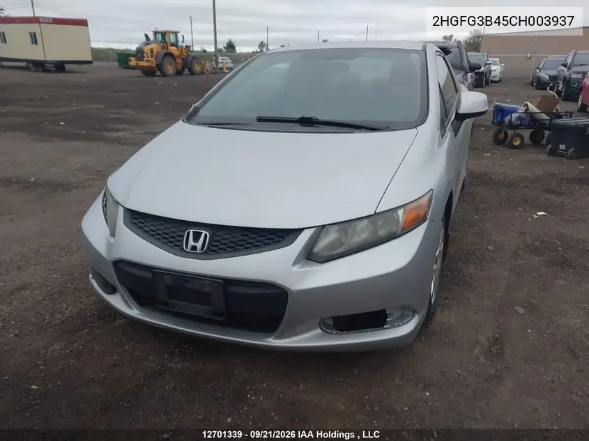 2012 HONDA CIVIC VIN 2HGFG3B45CH003937 — фото 2