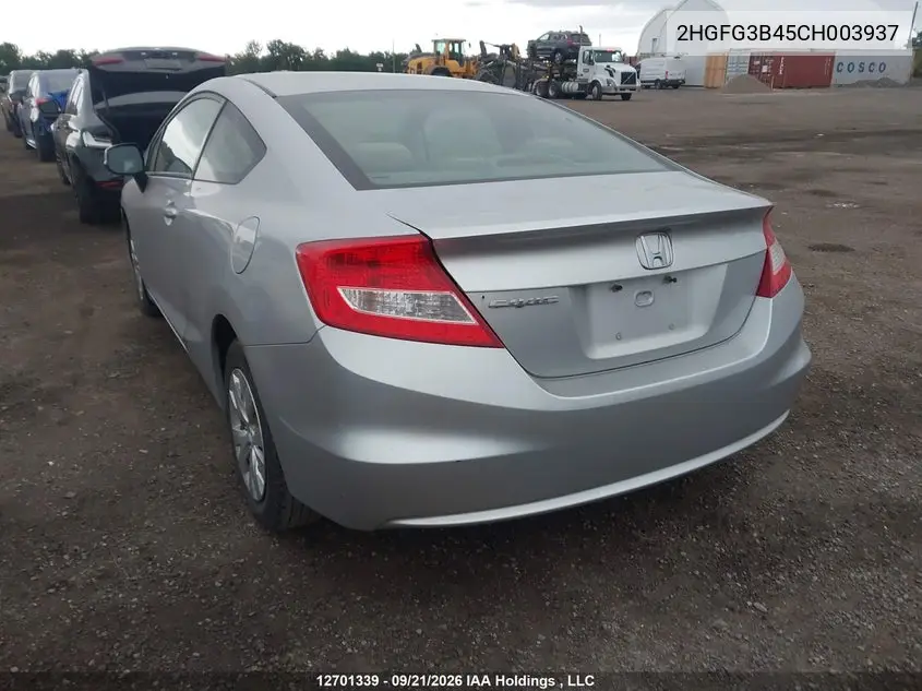 2012 HONDA CIVIC VIN 2HGFG3B45CH003937 — фото 3