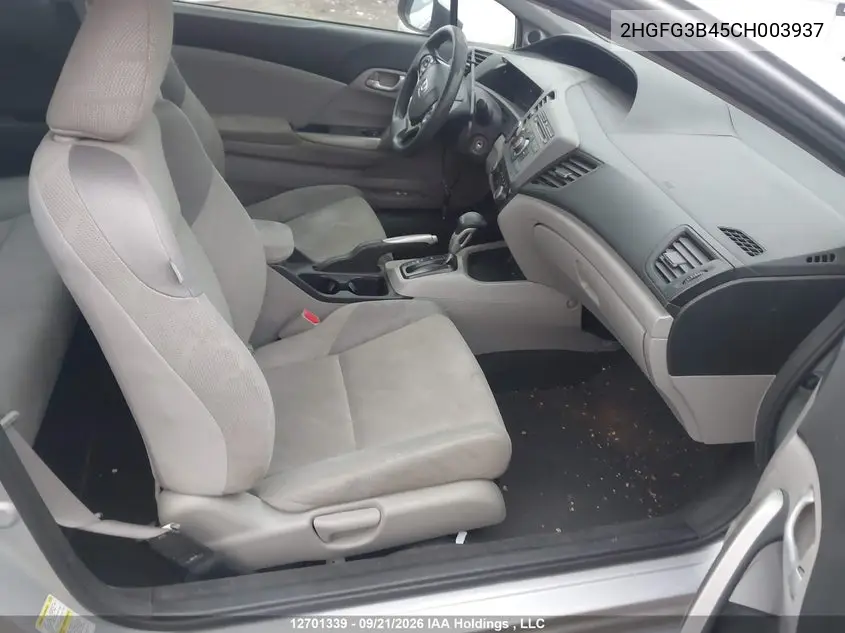 2012 HONDA CIVIC VIN 2HGFG3B45CH003937 — фото 5