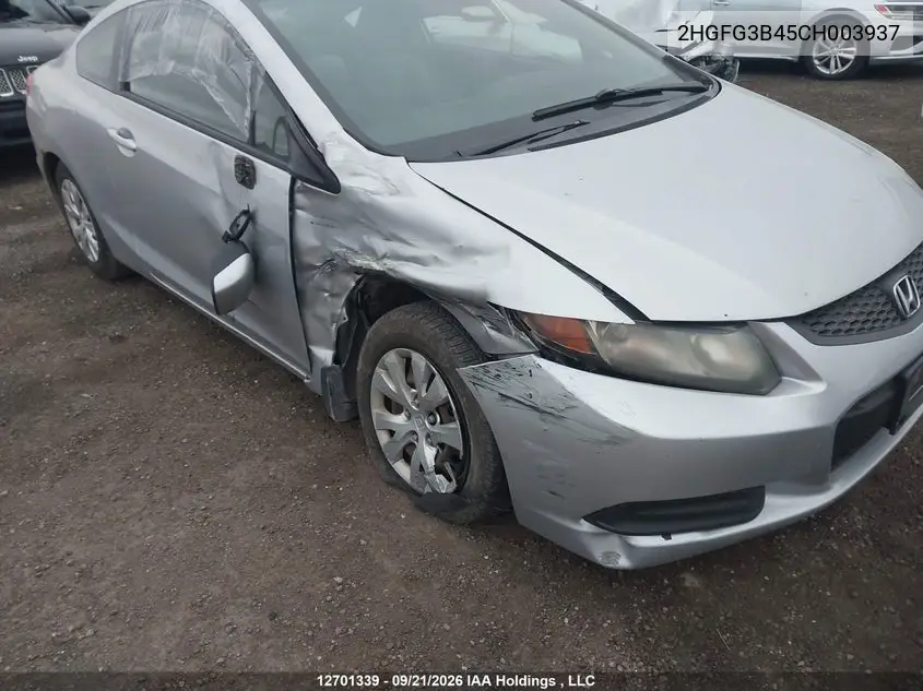 2012 HONDA CIVIC VIN 2HGFG3B45CH003937 — фото 6