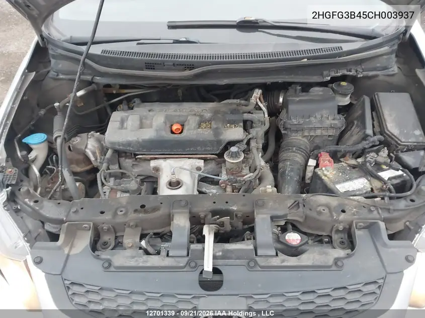 2012 HONDA CIVIC VIN 2HGFG3B45CH003937 — фото 9