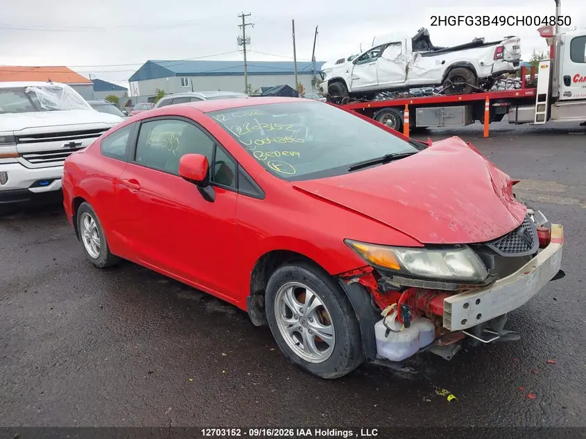 HONDA CIVIC 2012, VIN 2HGFG3B49CH004850