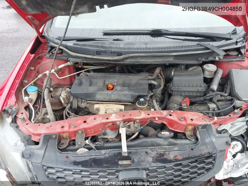 2012 HONDA CIVIC VIN 2HGFG3B49CH004850 — фото 10