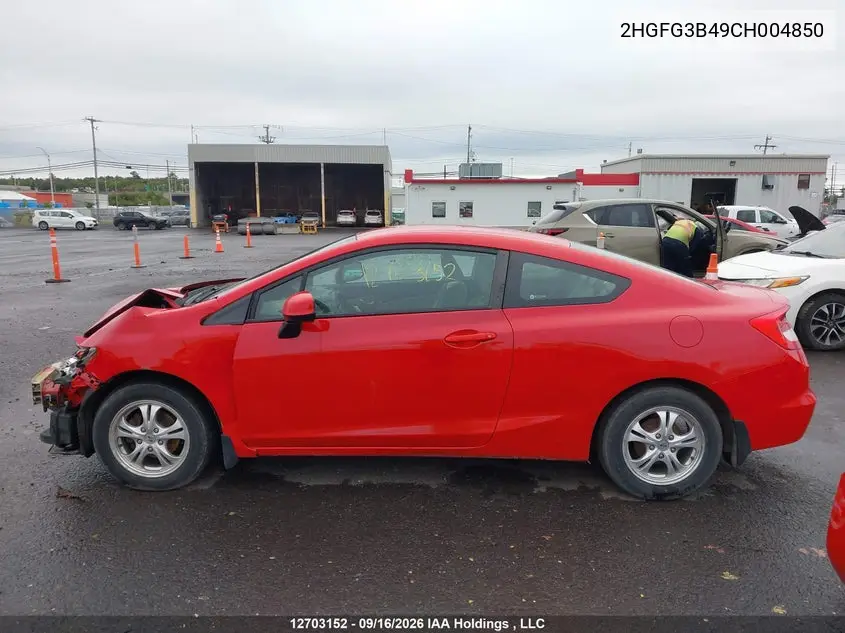 2012 HONDA CIVIC VIN 2HGFG3B49CH004850 — фото 15