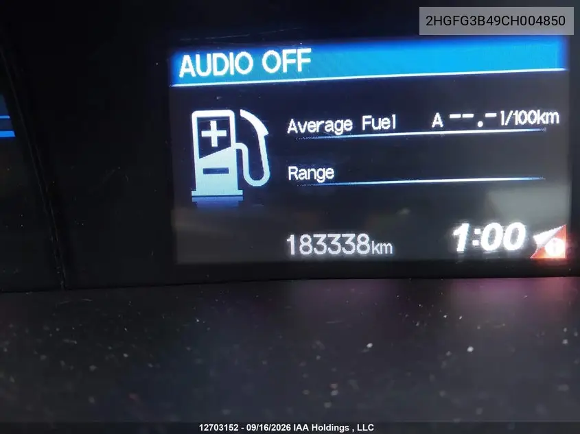 2012 HONDA CIVIC VIN 2HGFG3B49CH004850 — фото 16