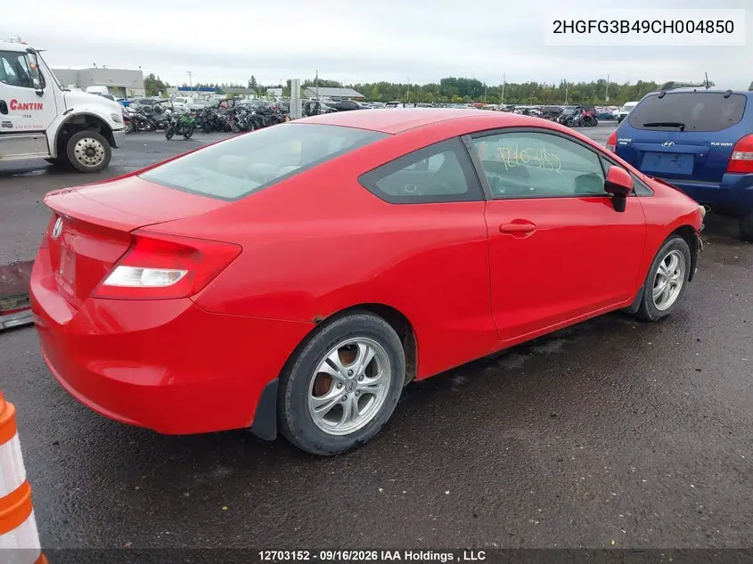 2012 HONDA CIVIC VIN 2HGFG3B49CH004850 — фото 4