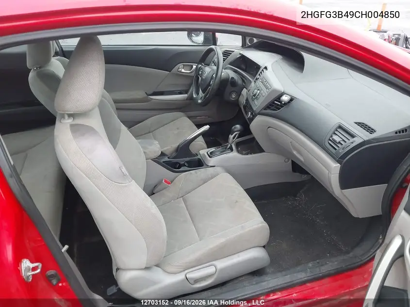 2012 HONDA CIVIC VIN 2HGFG3B49CH004850 — фото 5