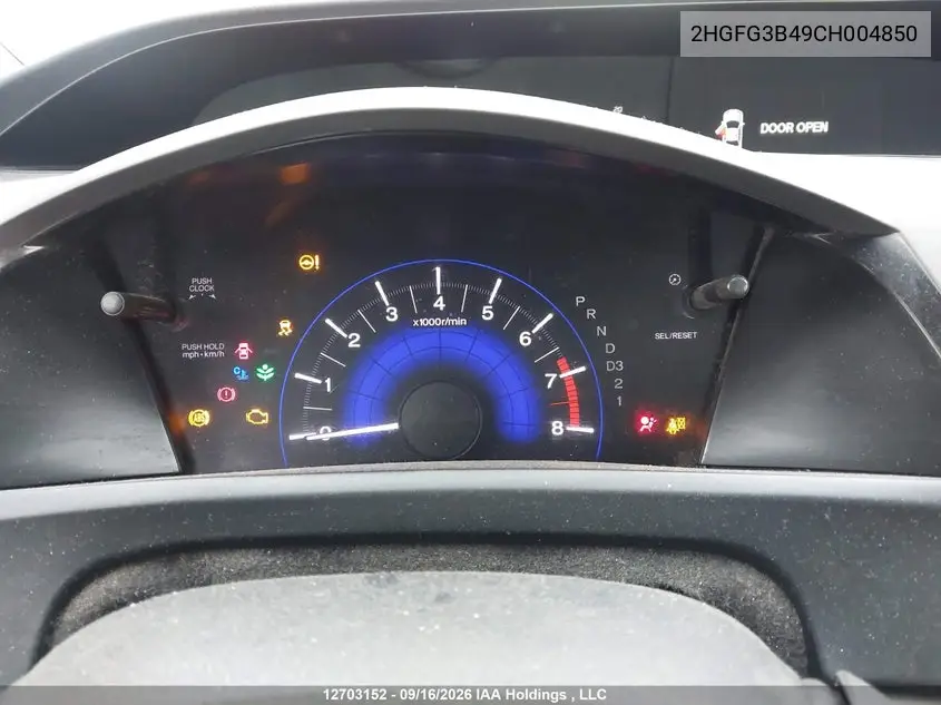 2012 HONDA CIVIC VIN 2HGFG3B49CH004850 — фото 7
