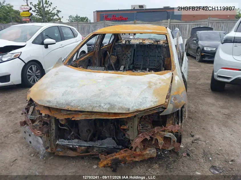 2012 HONDA CIVIC VIN 2HGFB2F42CH119907 — фото 10