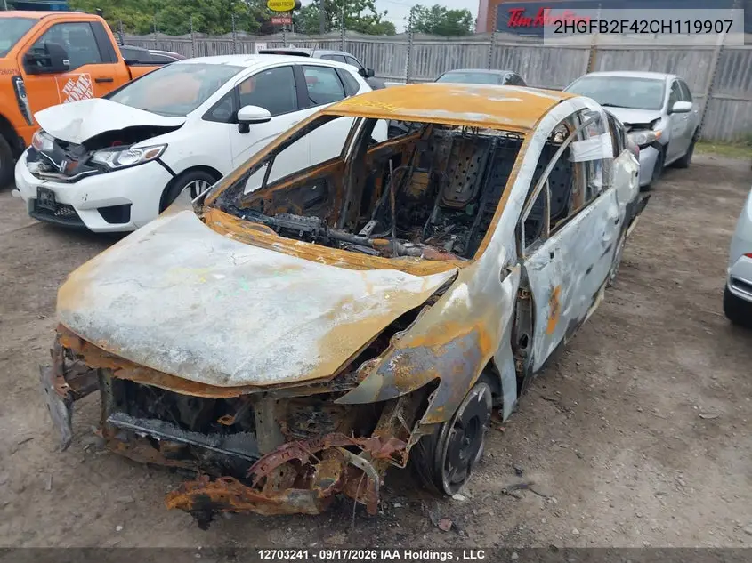 2012 HONDA CIVIC VIN 2HGFB2F42CH119907 — фото 6