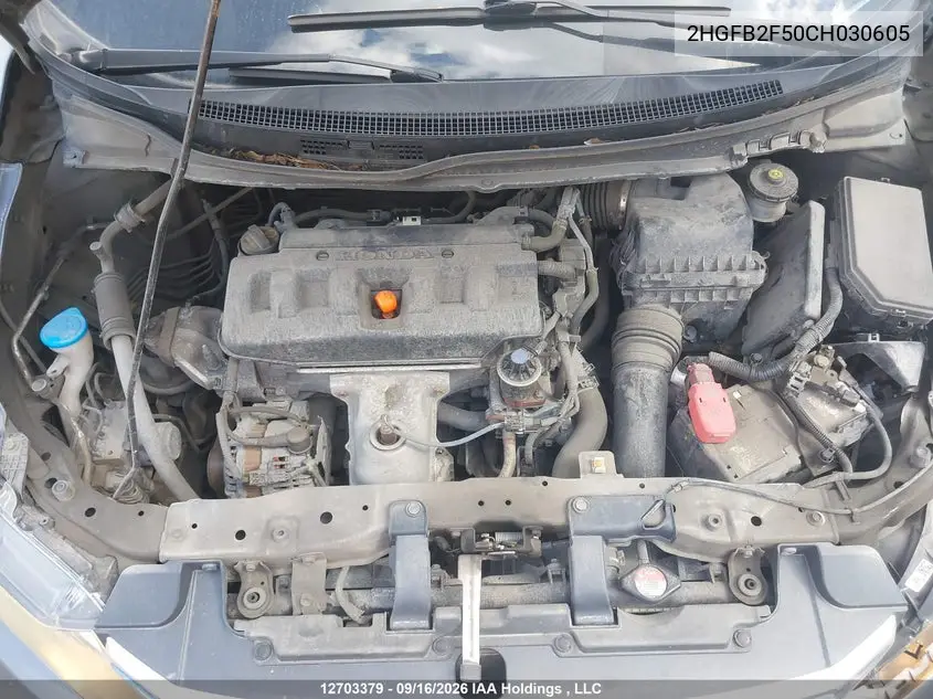 2012 HONDA CIVIC VIN 2HGFB2F50CH030605 — фото 10