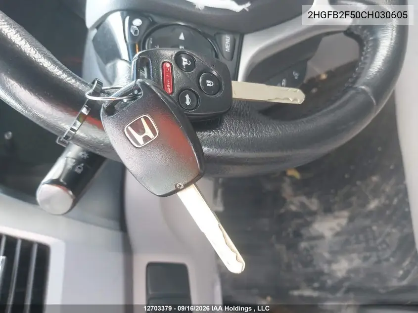 2012 HONDA CIVIC VIN 2HGFB2F50CH030605 — фото 11
