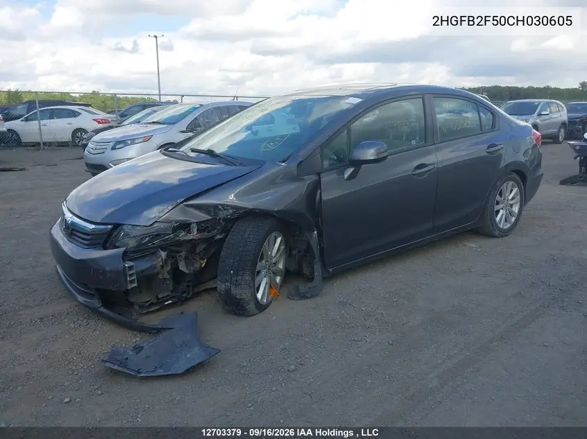 2012 HONDA CIVIC VIN 2HGFB2F50CH030605 — фото 2