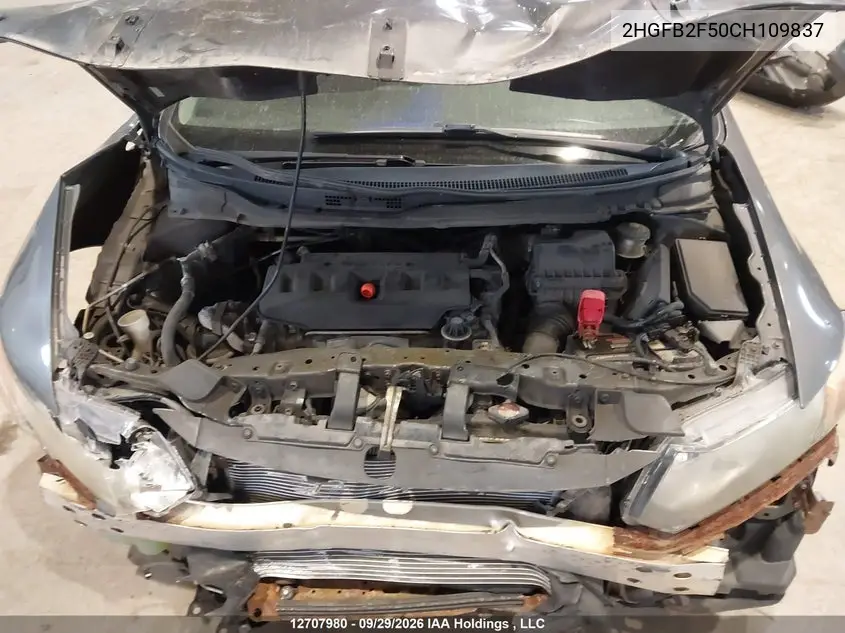 2012 HONDA CIVIC VIN 2HGFB2F50CH109837 — фото 10