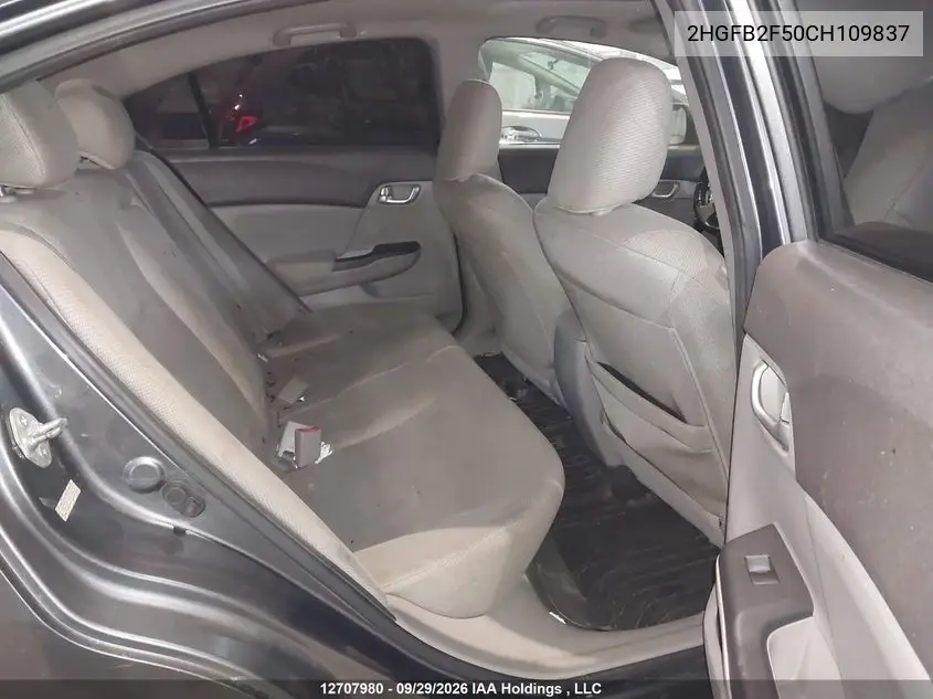 2012 HONDA CIVIC VIN 2HGFB2F50CH109837 — фото 8
