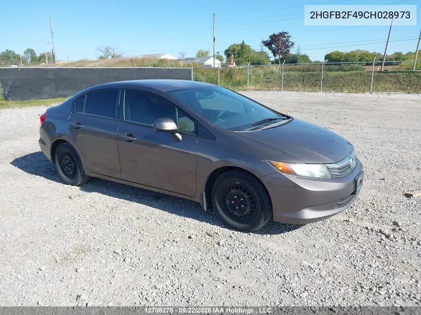 HONDA CIVIC 2012, VIN 2HGFB2F49CH028973