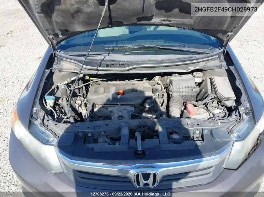 2012 HONDA CIVIC VIN 2HGFB2F49CH028973 — фото 10