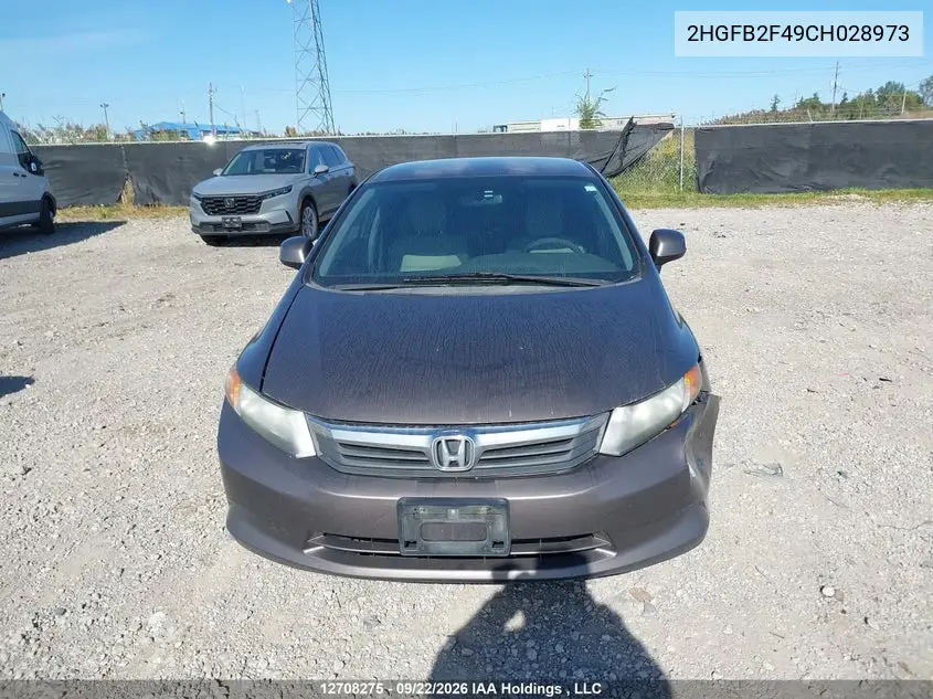2012 HONDA CIVIC VIN 2HGFB2F49CH028973 — фото 12