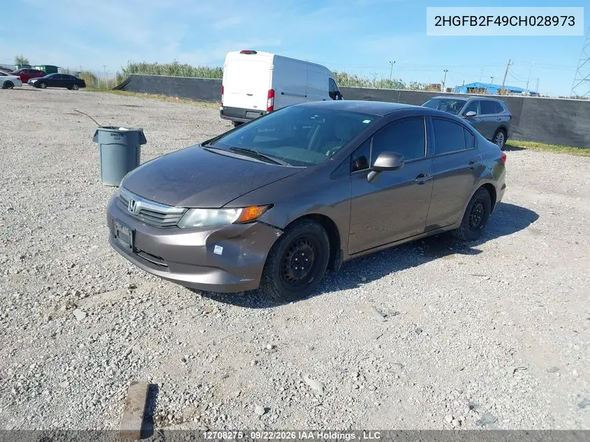 2012 HONDA CIVIC VIN 2HGFB2F49CH028973 — фото 2