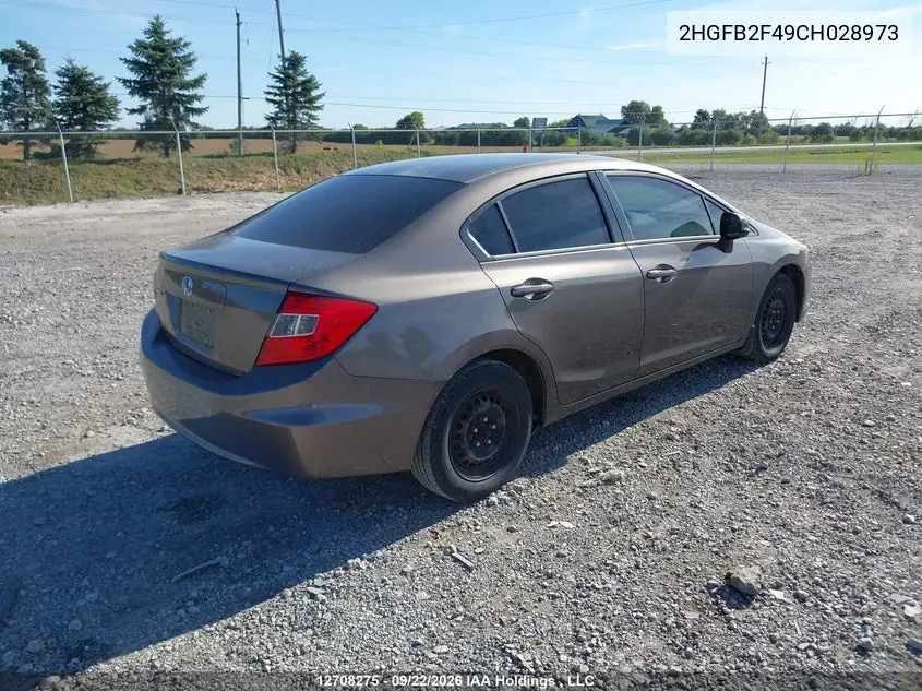 2012 HONDA CIVIC VIN 2HGFB2F49CH028973 — фото 4