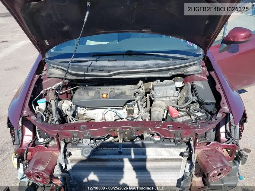 2012 HONDA CIVIC VIN 2HGFB2F48CH026325 — фото 10