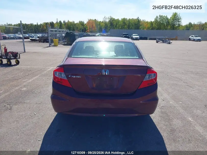 2012 HONDA CIVIC VIN 2HGFB2F48CH026325 — фото 17