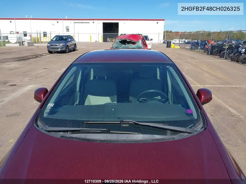 2012 HONDA CIVIC VIN 2HGFB2F48CH026325 — фото 18
