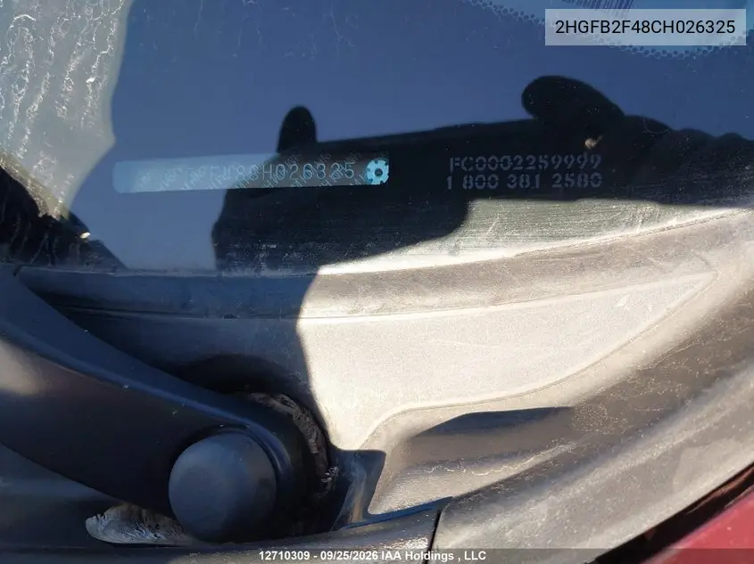 2012 HONDA CIVIC VIN 2HGFB2F48CH026325 — фото 19