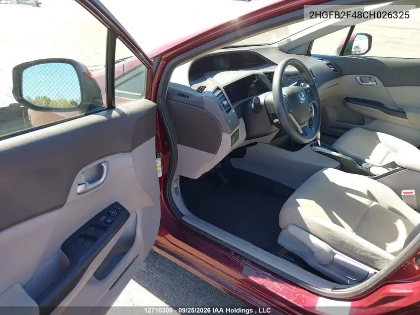 2012 HONDA CIVIC VIN 2HGFB2F48CH026325 — фото 20