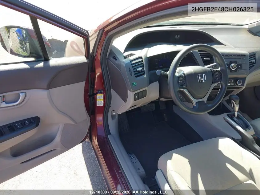 2012 HONDA CIVIC VIN 2HGFB2F48CH026325 — фото 21