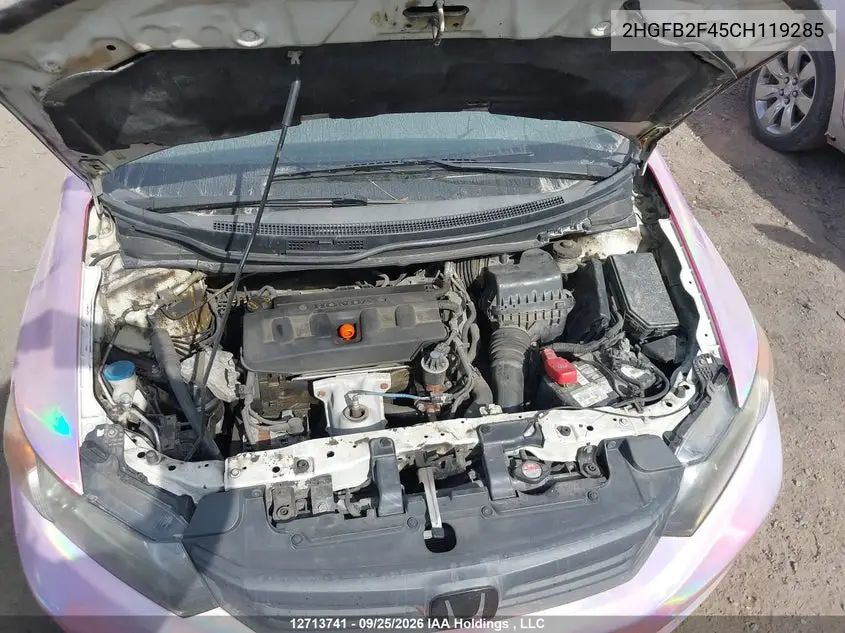 2012 HONDA CIVIC VIN 2HGFB2F45CH119285 — фото 10