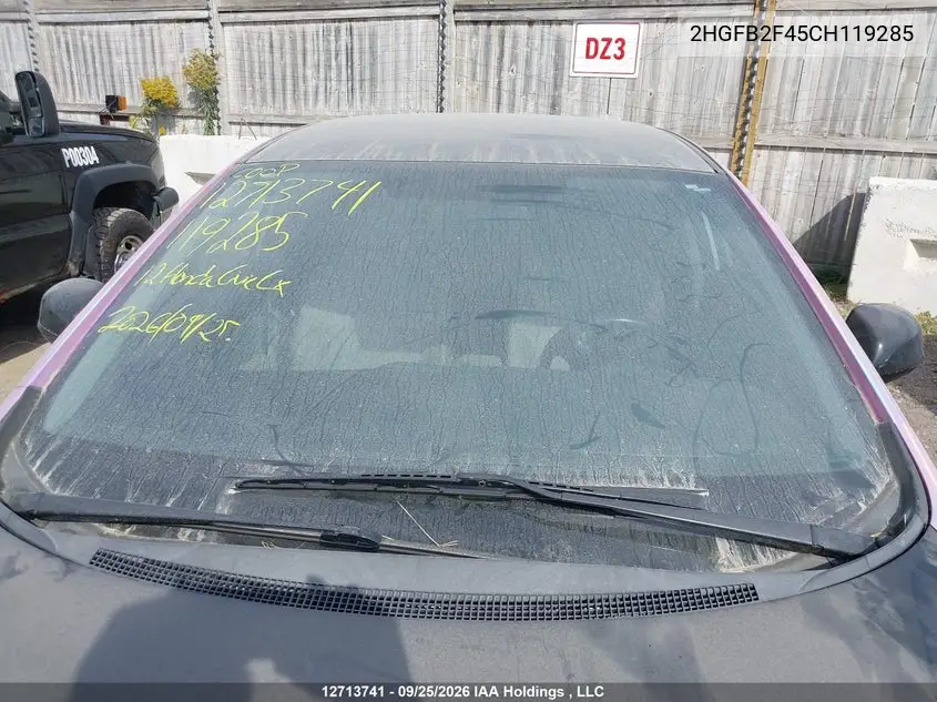 2012 HONDA CIVIC VIN 2HGFB2F45CH119285 — фото 17