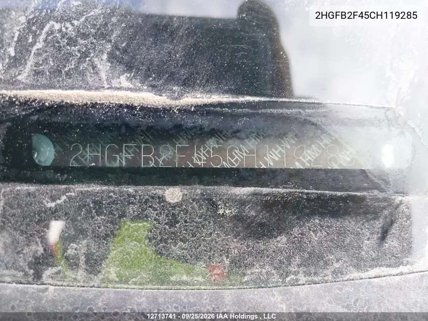 2012 HONDA CIVIC VIN 2HGFB2F45CH119285 — фото 19