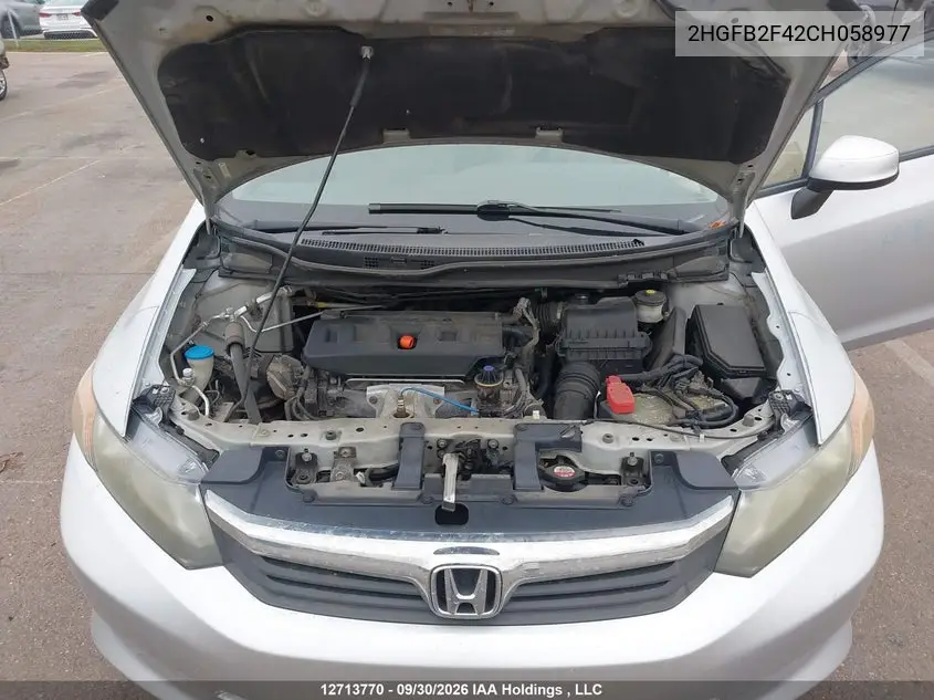 2012 HONDA CIVIC VIN 2HGFB2F42CH058977 — фото 10