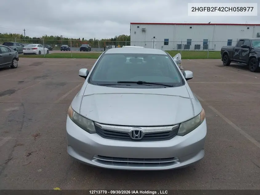 2012 HONDA CIVIC VIN 2HGFB2F42CH058977 — фото 12