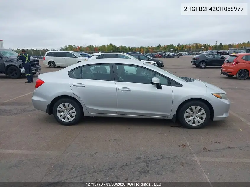 2012 HONDA CIVIC VIN 2HGFB2F42CH058977 — фото 13