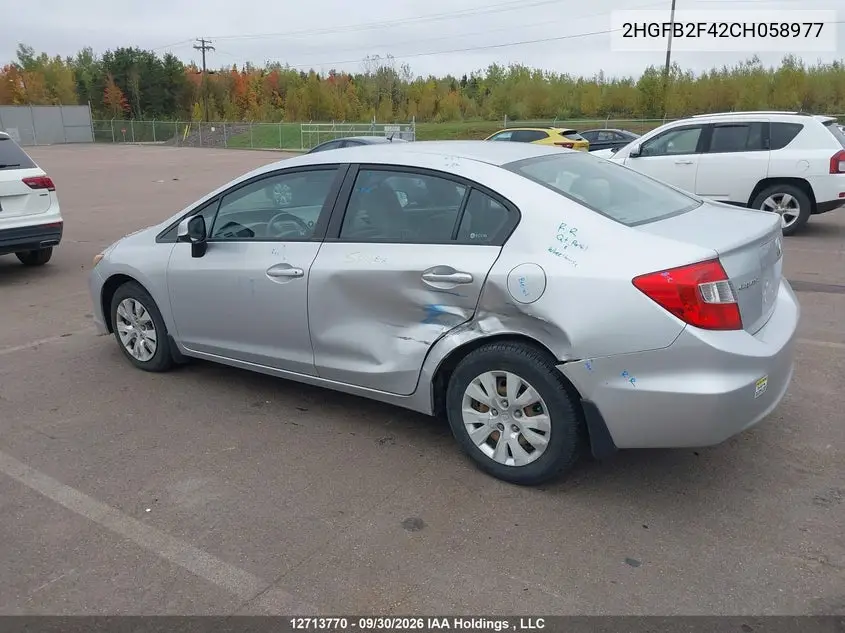2012 HONDA CIVIC VIN 2HGFB2F42CH058977 — фото 3