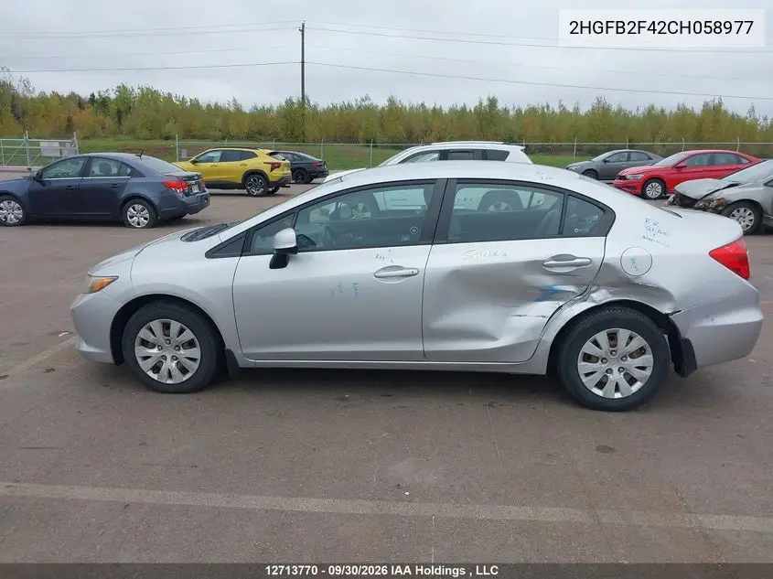 2012 HONDA CIVIC VIN 2HGFB2F42CH058977 — фото 6