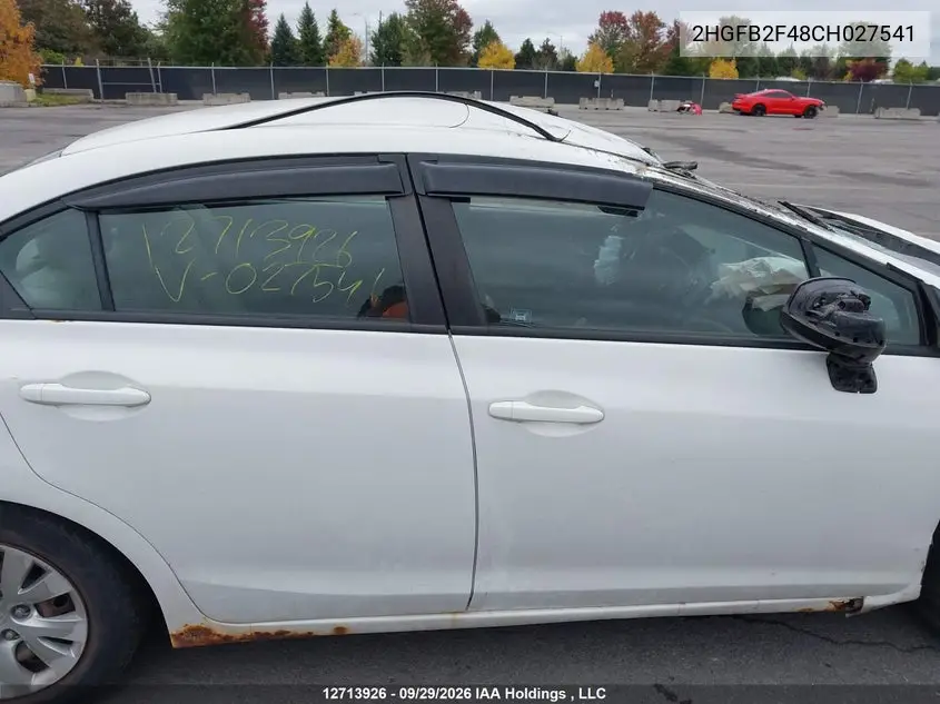 2012 HONDA CIVIC VIN 2HGFB2F48CH027541 — фото 14