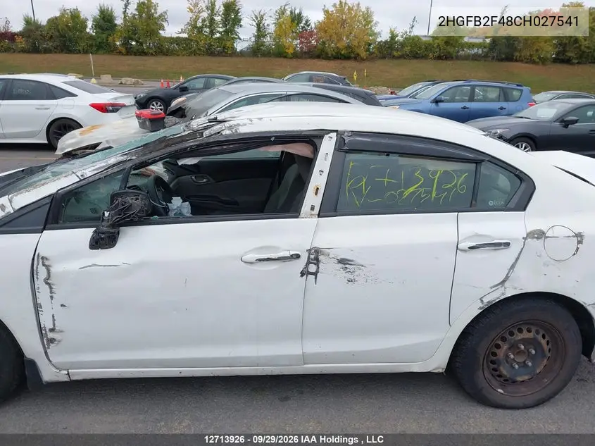 2012 HONDA CIVIC VIN 2HGFB2F48CH027541 — фото 15