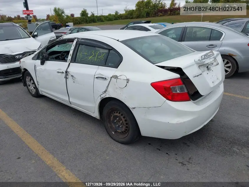 2012 HONDA CIVIC VIN 2HGFB2F48CH027541 — фото 3