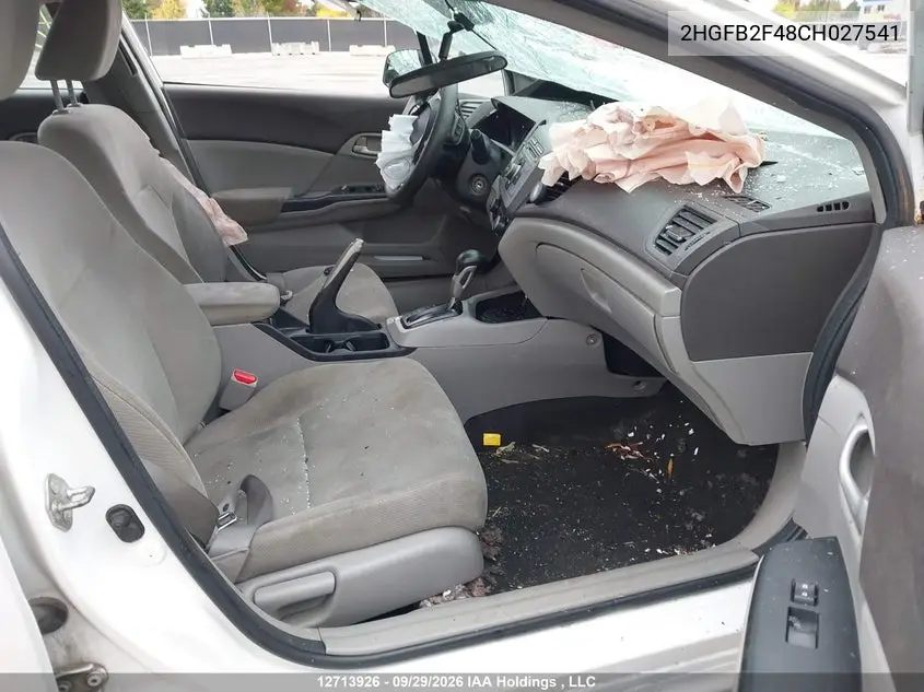 2012 HONDA CIVIC VIN 2HGFB2F48CH027541 — фото 5
