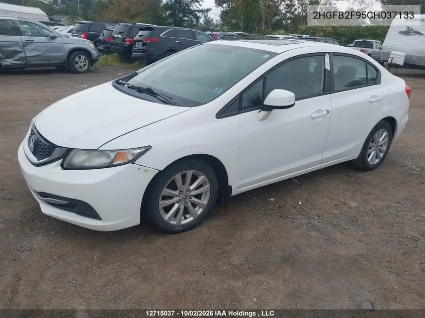 2012 HONDA CIVIC VIN 2HGFB2F95CH037133 — фото 2
