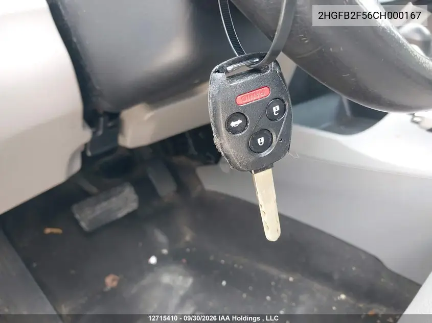 2012 HONDA CIVIC VIN 2HGFB2F56CH000167 — фото 11