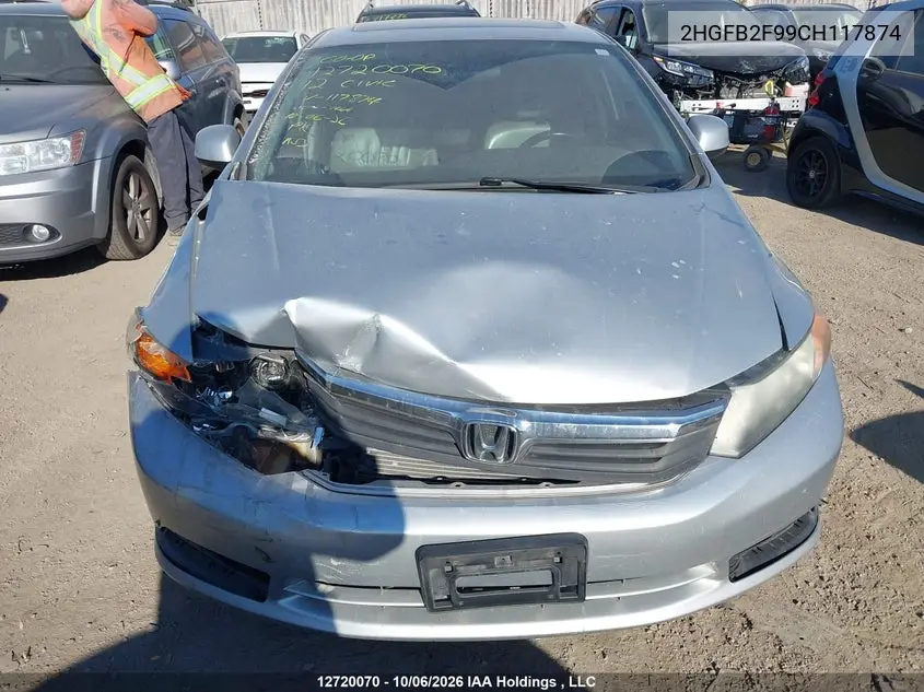 2012 HONDA CIVIC VIN 2HGFB2F99CH117874 — фото 12