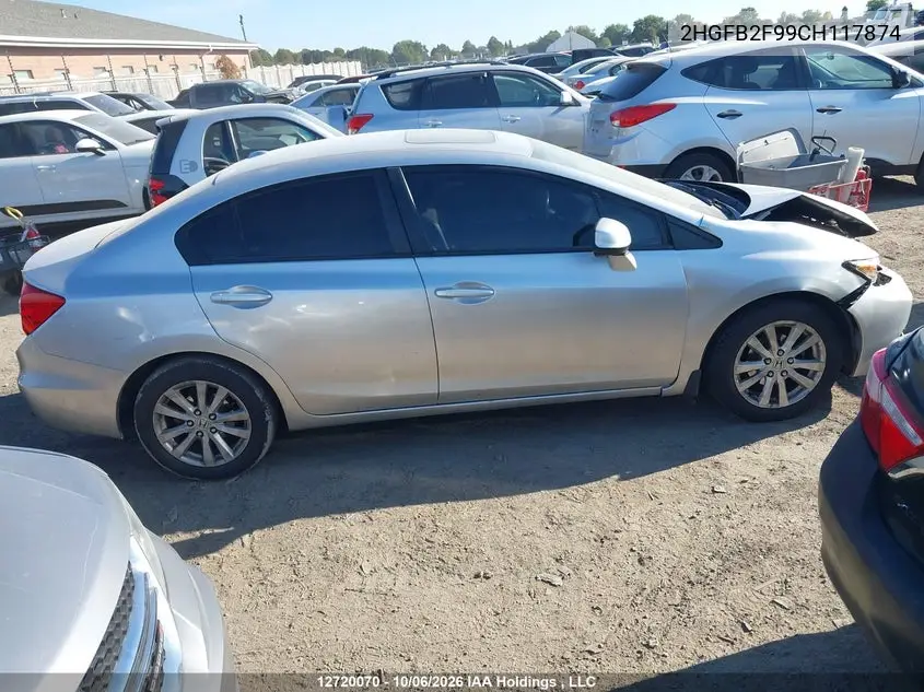 2012 HONDA CIVIC VIN 2HGFB2F99CH117874 — фото 13